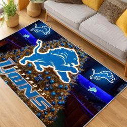 nfl detroit lions football team logo sport carpet area rug home decor living room dlw90