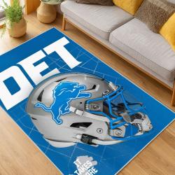 nfl detroit lions football team logo sport carpet area rug home decor living room dlw91