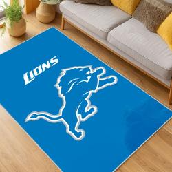 nfl detroit lions football team logo sport carpet area rug home decor living room dlw92