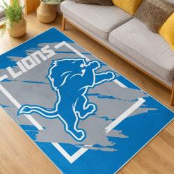 nfl detroit lions football team logo sport carpet area rug home decor living room dlw93