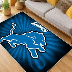nfl detroit lions football team logo sport carpet area rug home decor living room dlw95