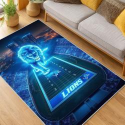 nfl detroit lions football team logo sport carpet area rug home decor living room dlw96