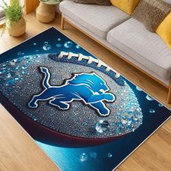 nfl detroit lions football team logo sport carpet area rug home decor living room dlw97