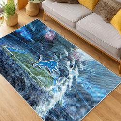 nfl detroit lions football team logo sport carpet area rug home decor living room dlw98