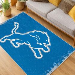 nfl detroit lions football team logo sport carpet area rug home decor living room dlw99