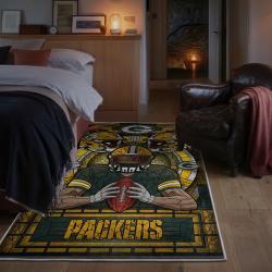 nfl green bay packers area rug non slip football carpet home decor gift idea for fans bedroom gbp103