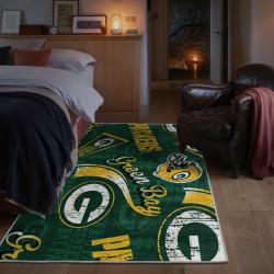 nfl green bay packers area rug non slip football carpet home decor gift idea for fans bedroom gbp195