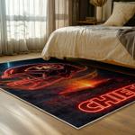 nfl kansas city chiefs football team logo sport carpet area rug home decor bed room kccw113