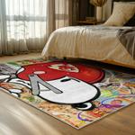 nfl kansas city chiefs football team logo sport carpet area rug home decor bed room kccw125