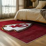 nfl kansas city chiefs football team logo sport carpet area rug home decor bed room kccw132