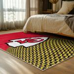 nfl kansas city chiefs football team logo sport carpet area rug home decor bed room kccw134