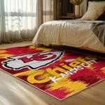 nfl kansas city chiefs football team logo sport carpet area rug home decor bed room kccw147