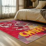 nfl kansas city chiefs football team logo sport carpet area rug home decor bed room kccw149
