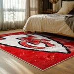 nfl kansas city chiefs football team logo sport carpet area rug home decor bed room kccw150