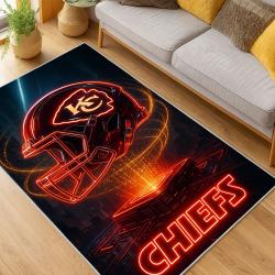 nfl kansas city chiefs football team logo sport carpet area rug home decor living room kccw113