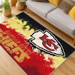 nfl kansas city chiefs football team logo sport carpet area rug home decor living room kccw115