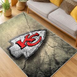 nfl kansas city chiefs football team logo sport carpet area rug home decor living room kccw116