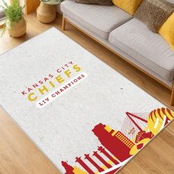 nfl kansas city chiefs football team logo sport carpet area rug home decor living room kccw117