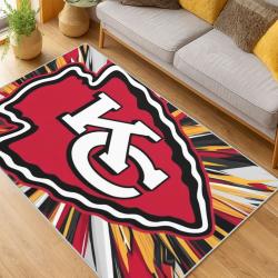 nfl kansas city chiefs football team logo sport carpet area rug home decor living room kccw119