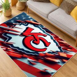 nfl kansas city chiefs football team logo sport carpet area rug home decor living room kccw120
