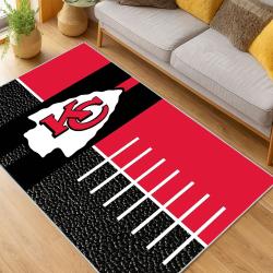 nfl kansas city chiefs football team logo sport carpet area rug home decor living room kccw122
