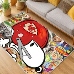 nfl kansas city chiefs football team logo sport carpet area rug home decor living room kccw125