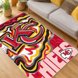 nfl kansas city chiefs football team logo sport carpet area rug home decor living room kccw127
