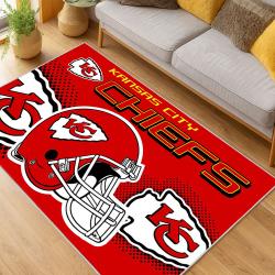 nfl kansas city chiefs football team logo sport carpet area rug home decor living room kccw131
