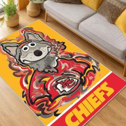 nfl kansas city chiefs football team logo sport carpet area rug home decor living room kccw133
