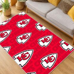 nfl kansas city chiefs football team logo sport carpet area rug home decor living room kccw140