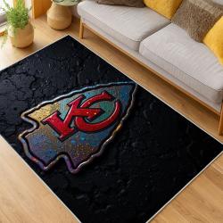 nfl kansas city chiefs football team logo sport carpet area rug home decor living room kccw143