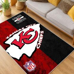 nfl kansas city chiefs football team logo sport carpet area rug home decor living room kccw145