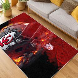 nfl kansas city chiefs football team logo sport carpet area rug home decor living room kccw146