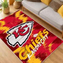 nfl kansas city chiefs football team logo sport carpet area rug home decor living room kccw147