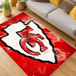 nfl kansas city chiefs football team logo sport carpet area rug home decor living room kccw150