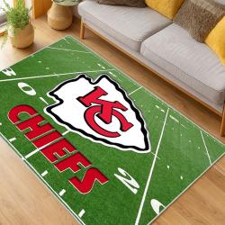 nfl kansas city chiefs football team logo sport carpet area rug home decor living room kccw151