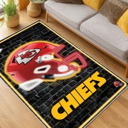 nfl kansas city chiefs football team logo sport carpet area rug home decor living room kccw156