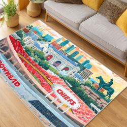 nfl kansas city chiefs football team logo sport carpet area rug home decor living room kccw159
