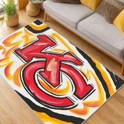 nfl kansas city chiefs football team logo sport carpet area rug home decor living room kccw161