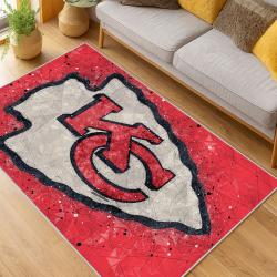 nfl kansas city chiefs football team logo sport carpet area rug home decor living room kccw167
