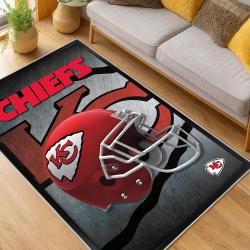 nfl kansas city chiefs football team logo sport carpet area rug home decor living room kccw172