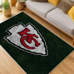 nfl kansas city chiefs football team logo sport carpet area rug home decor living room kccw180