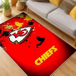 nfl kansas city chiefs football team logo sport carpet area rug home decor living room kccw183