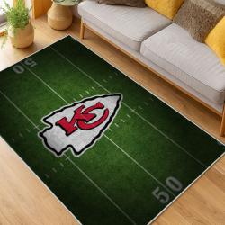 nfl kansas city chiefs football team logo sport carpet area rug home decor living room kccw186