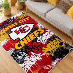 nfl kansas city chiefs football team logo sport carpet area rug home decor living room kccw187