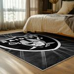 nfl las vegas raiders football team logo sport carpet area rug home decor bed room lvrw116