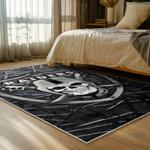 nfl las vegas raiders football team logo sport carpet area rug home decor bed room lvrw130