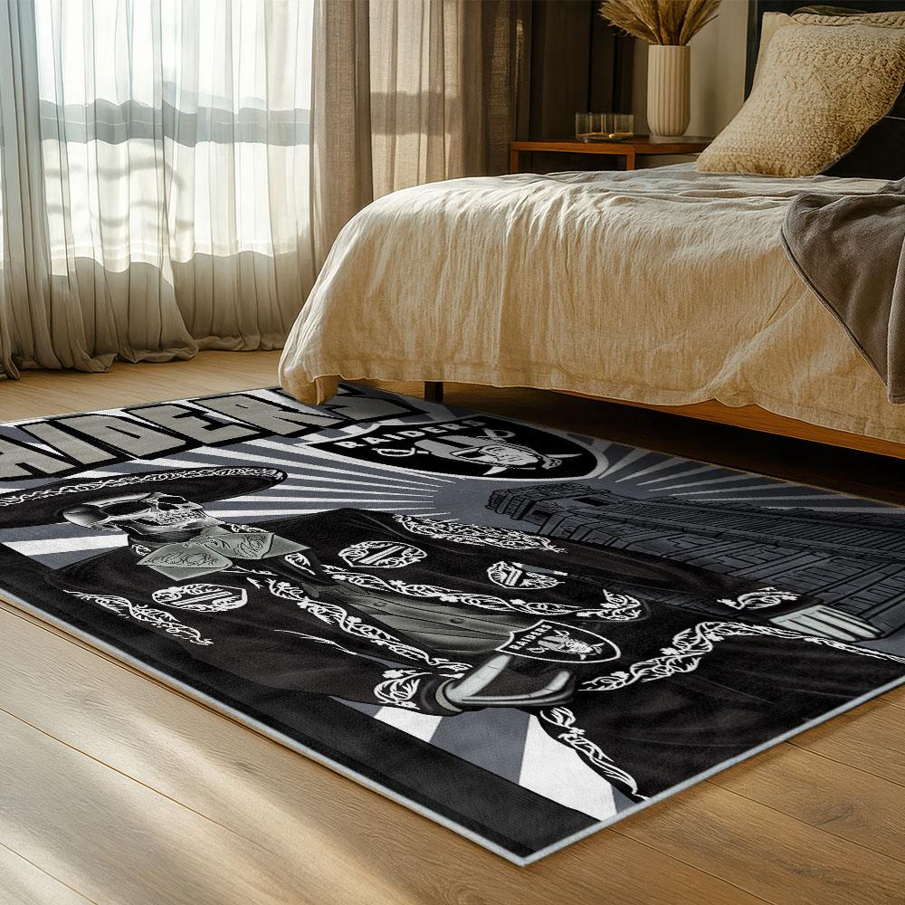 NFL Las Vegas Raiders Football Team Logo Sport Carpet Area Rug Home Decor Gift LVRW148 nfl las vegas raiders football team logo sport carpet area rug home decor bed room lvrw148