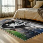 nfl las vegas raiders football team logo sport carpet area rug home decor bed room lvrw185