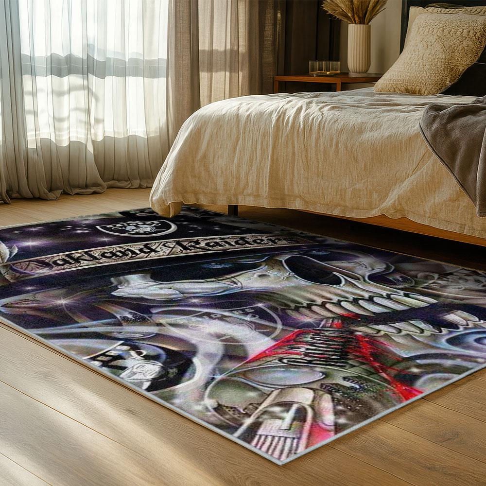 NFL Las Vegas Raiders Football Team Logo Sport Carpet Area Rug Home Decor Gift LVRW218 nfl las vegas raiders football team logo sport carpet area rug home decor bed room lvrw218